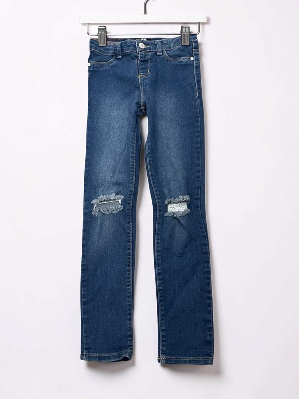 DKNY Girls Size 10 Distressed Skinny Jeans Medium Wash Stretch Denim